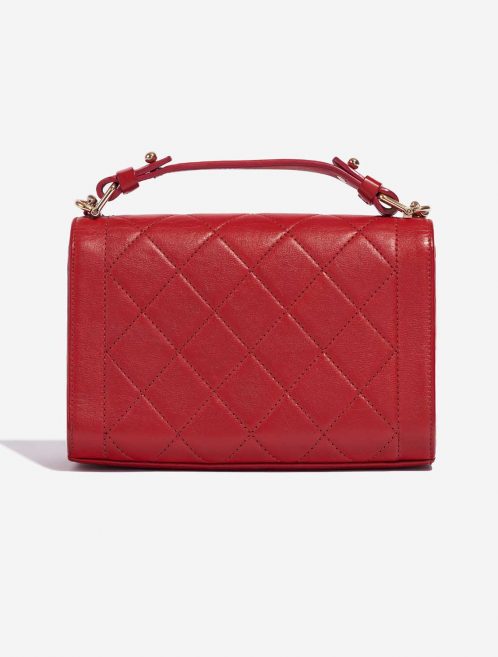 Pre-owned Chanel bag Flap Bag Handle Lamb Red Red Back | Sell your designer bag on Saclab.com
