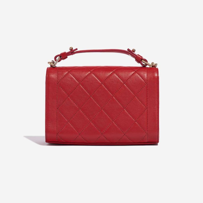 Pre-owned Chanel bag Flap Bag Handle Lamb Red Red Back | Sell your designer bag on Saclab.com