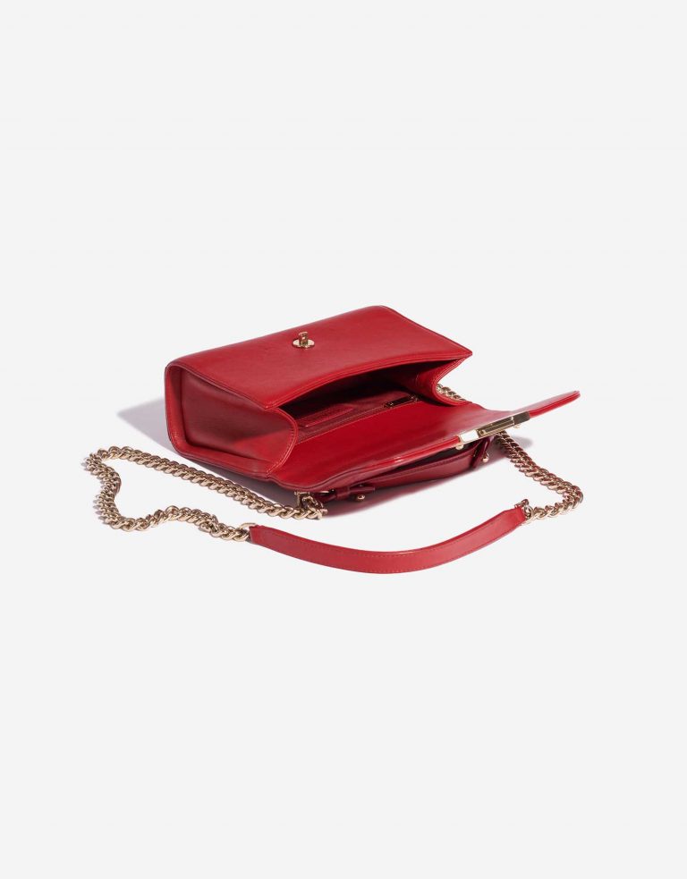 Pre-owned Chanel bag Flap Bag Handle Lamb Red Red Inside | Sell your designer bag on Saclab.com