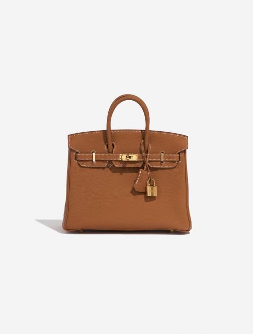 Pre-owned Hermès bag Birkin 25 Togo Gold Brown Front | Sell your designer bag on Saclab.com