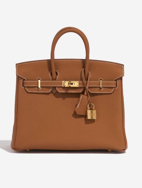 Pre-owned Hermès bag Birkin 25 Togo Gold Brown Front | Sell your designer bag on Saclab.com