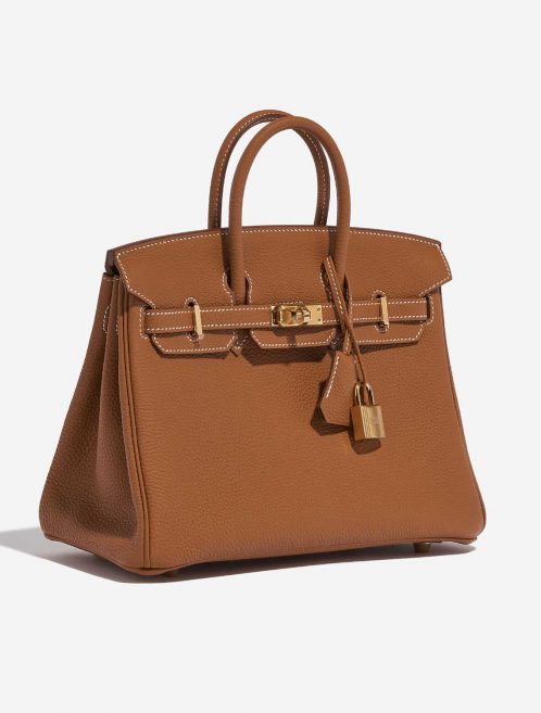 Pre-owned Hermès bag Birkin 25 Togo Gold Brown Side Front | Sell your designer bag on Saclab.com