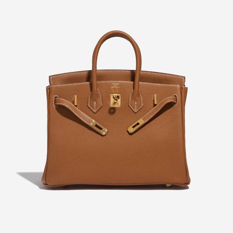 Pre-owned Hermès bag Birkin 25 Togo Gold Brown Front Open | Sell your designer bag on Saclab.com