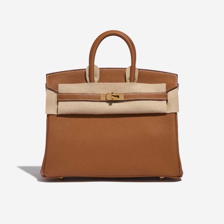 Pre-owned Hermès bag Birkin 25 Togo Gold Brown Front Velt | Sell your designer bag on Saclab.com