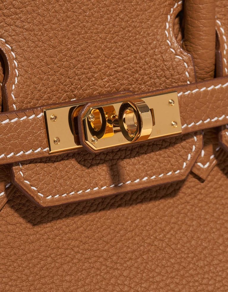 Pre-owned Hermès bag Birkin 25 Togo Gold Brown Closing System | Sell your designer bag on Saclab.com