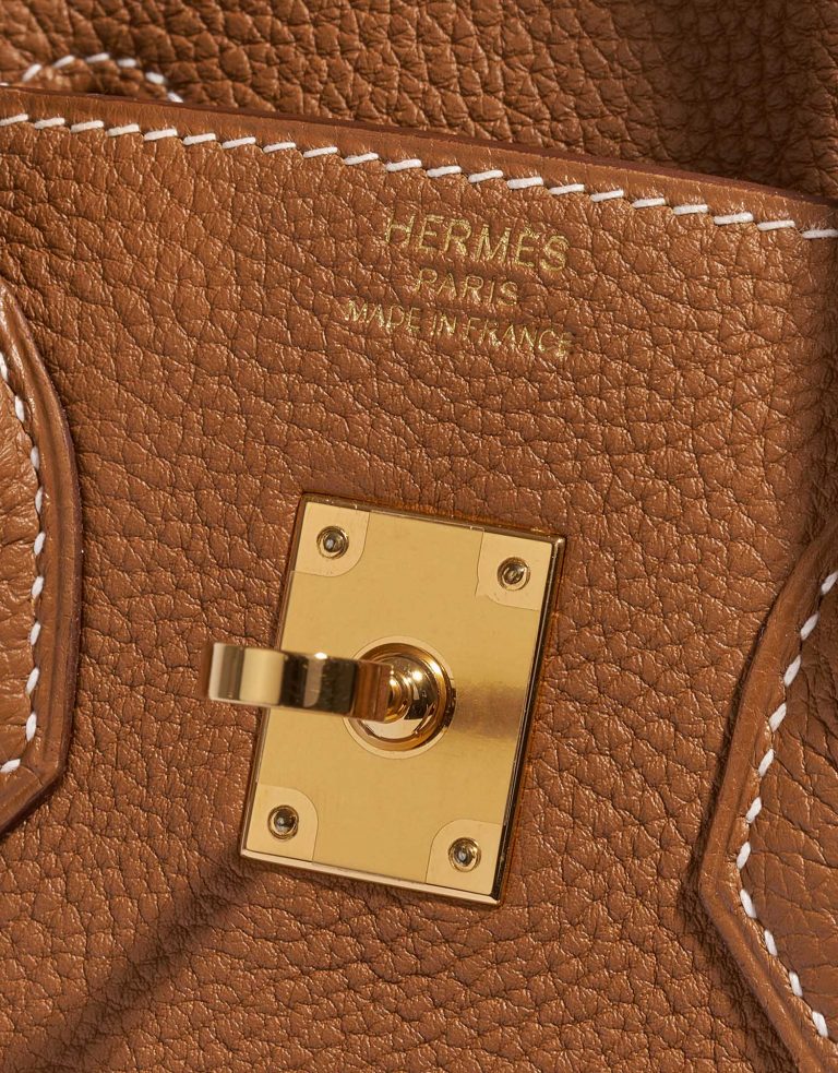 Pre-owned Hermès bag Birkin 25 Togo Gold Brown Logo | Sell your designer bag on Saclab.com