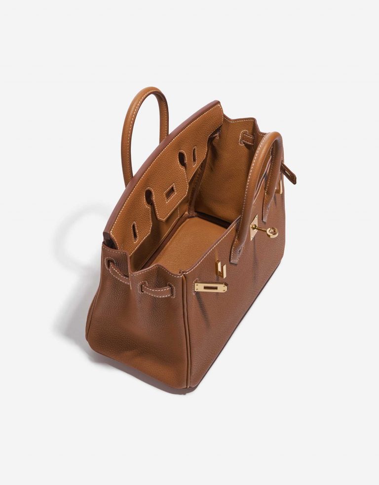 Pre-owned Hermès bag Birkin 25 Togo Gold Brown Inside | Sell your designer bag on Saclab.com