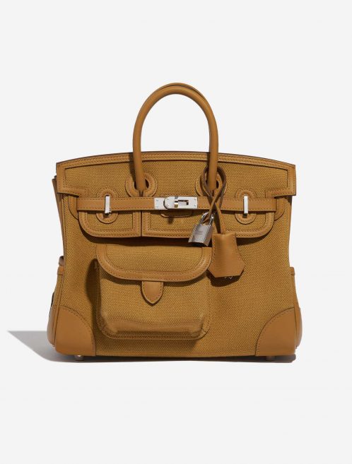 Pre-owned Hermès bag Birkin Cargo 25 Toile Goeland / Veau Swift Desert / Sesame Brown Front | Sell your designer bag on Saclab.com