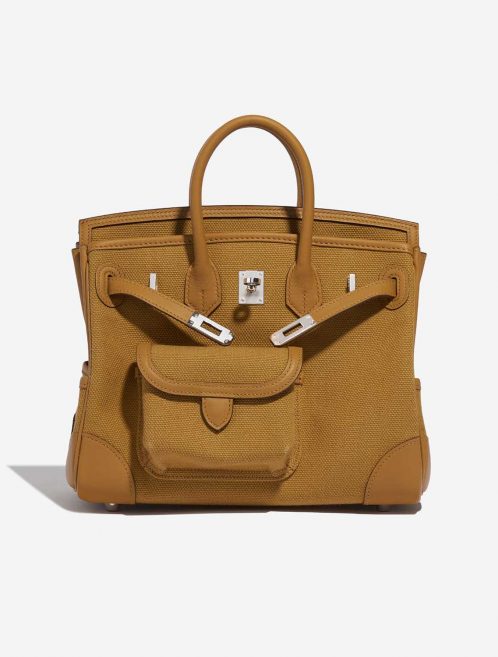 Pre-owned Hermès bag Birkin Cargo 25 Toile Goeland / Veau Swift Desert / Sesame Brown Front Open | Sell your designer bag on Saclab.com