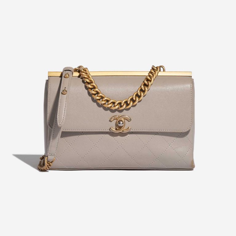 Pre-owned Chanel bag Timeless Chain Handle Lamb Grey Grey Front | Sell your designer bag on Saclab.com