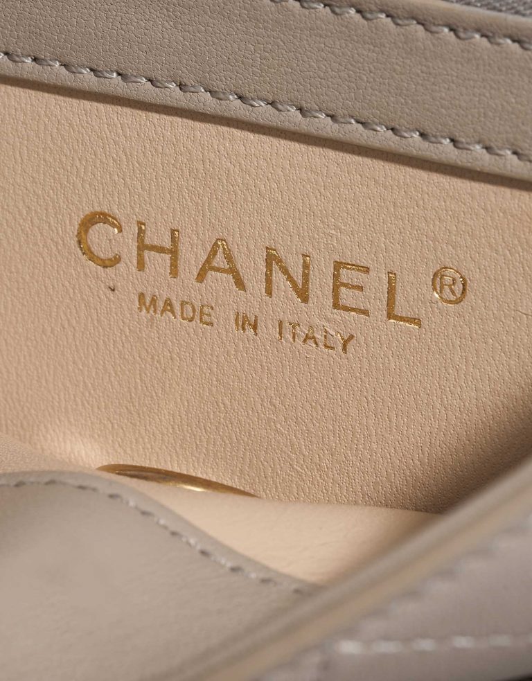 Pre-owned Chanel bag Timeless Chain Handle Lamb Grey Grey Logo | Sell your designer bag on Saclab.com