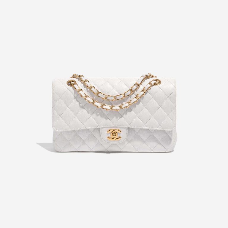 Pre-owned Chanel bag Timeless Medium Caviar White White Front | Sell your designer bag on Saclab.com