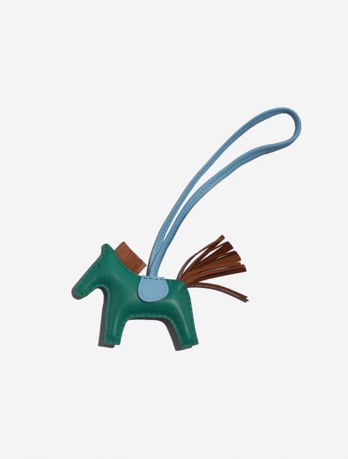 Pre-owned Hermès bag Rodeo PM Milo Lamb  Malachite / Blue Atoll / Gold Blue, Brown, Green Front | Sell your designer bag on Saclab.com