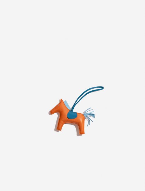 Pre-owned Hermès bag Rodeo GM Milo Lamb Orange H / Blue Atoll / Blue Mykonos Blue, Orange Front | Sell your designer bag on Saclab.com