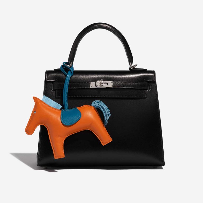 Pre-owned Hermès bag Rodeo GM Milo Lamb Orange H / Blue Atoll / Blue Mykonos Blue, Orange Detail | Sell your designer bag on Saclab.com