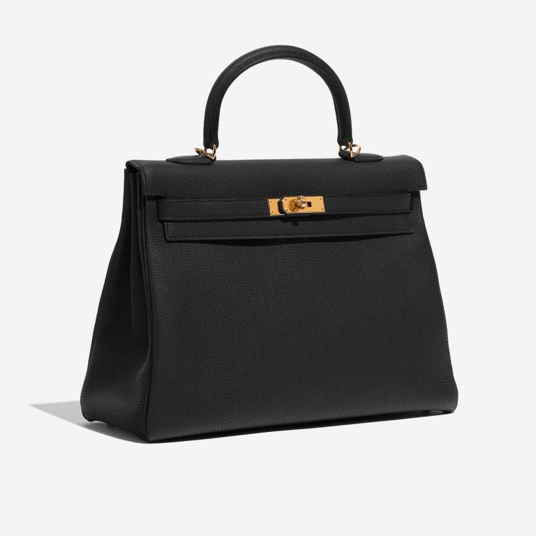 Pre-owned Hermès bag Kelly 35 Togo Black Black Side Front | Sell your designer bag on Saclab.com