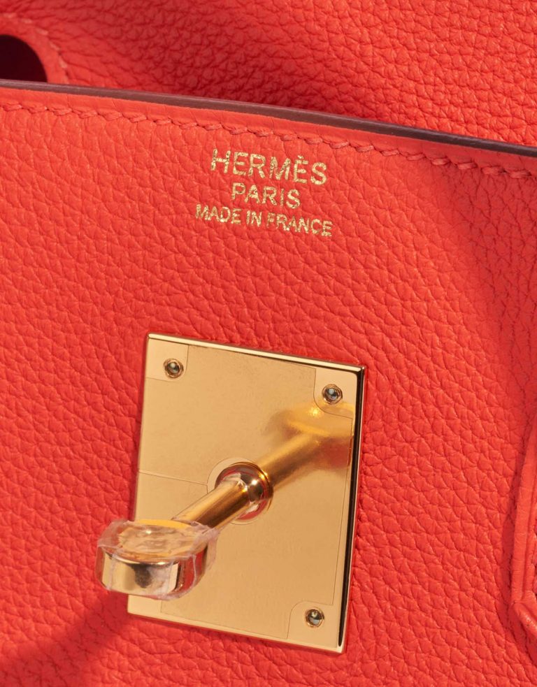 Pre-owned Hermès bag Birkin 30 Togo Capucine Orange Logo | Sell your designer bag on Saclab.com