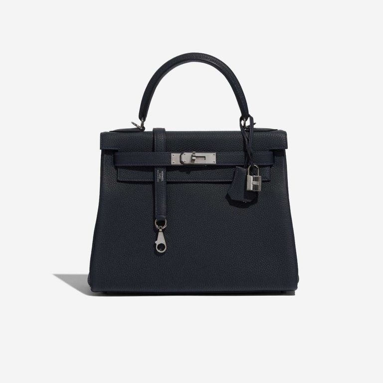 Pre-owned Hermès bag Kelly 28 Togo Bleu Nuit Blue Front | Sell your designer bag on Saclab.com