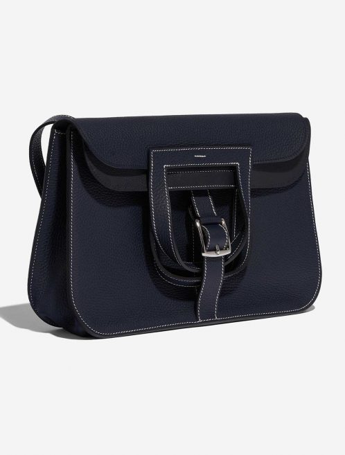 Pre-owned Hermès bag Halzan 31 Clemence Bleu Nuit / Black Black, Blue Side Front | Sell your designer bag on Saclab.com