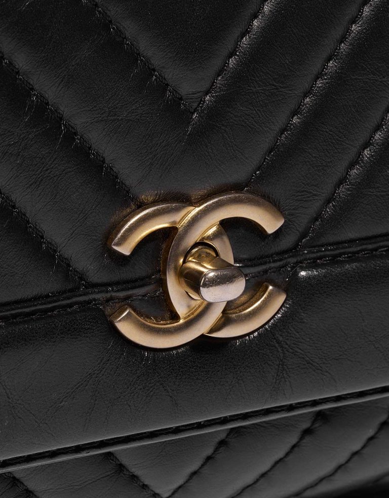 Pre-owned Chanel bag Timeless Handle Small Lamb Black Black Front | Sell your designer bag on Saclab.com