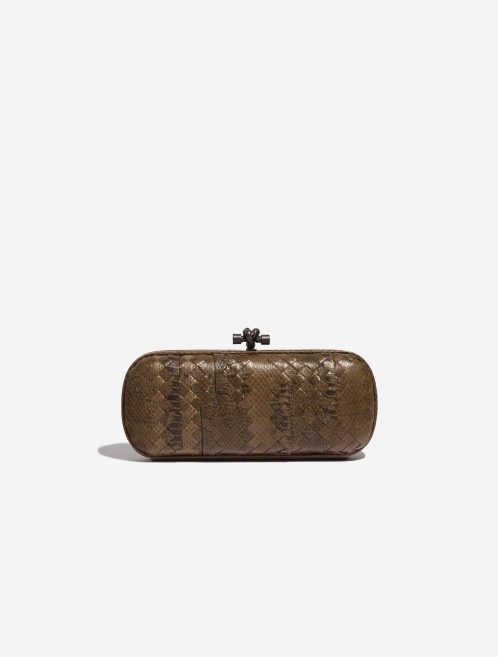 Pre-owned Bottega Veneta bag Knot Clutch Python Brown Brown Front | Sell your designer bag on Saclab.com