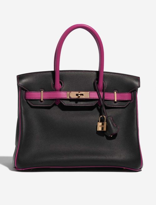 Pre-owned Hermès bag Birkin HSS 30 Swift Black / Rose Pourpre Black, Rose Front | Sell your designer bag on Saclab.com