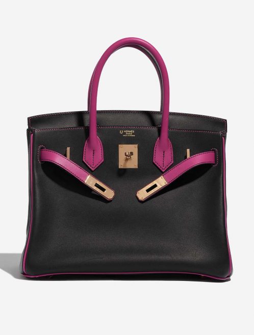 Pre-owned Hermès bag Birkin HSS 30 Swift Black / Rose Pourpre Black, Rose Front | Sell your designer bag on Saclab.com