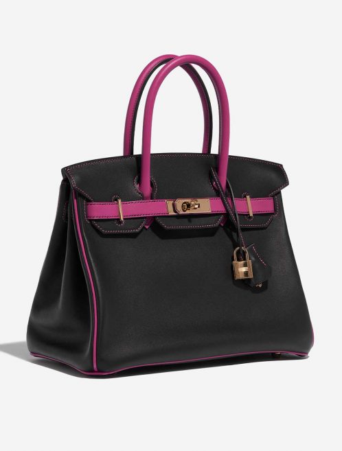 Pre-owned Hermès bag Birkin HSS 30 Swift Black / Rose Pourpre Black, Rose Side Front | Sell your designer bag on Saclab.com