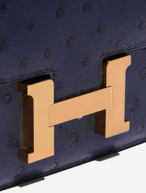 Pre-owned Hermès bag Constance 18 Ostrich Bleu Saphir Blue Closing System | Sell your designer bag on Saclab.com