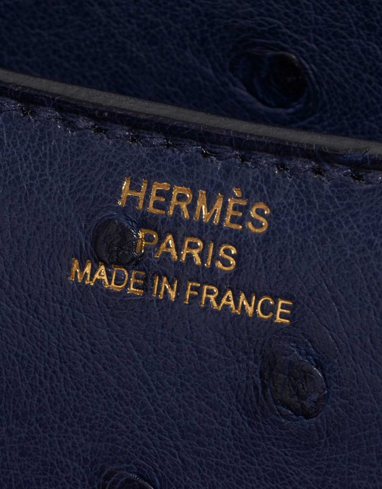 Pre-owned Hermès bag Constance 18 Ostrich Bleu Saphir Blue Logo | Sell your designer bag on Saclab.com