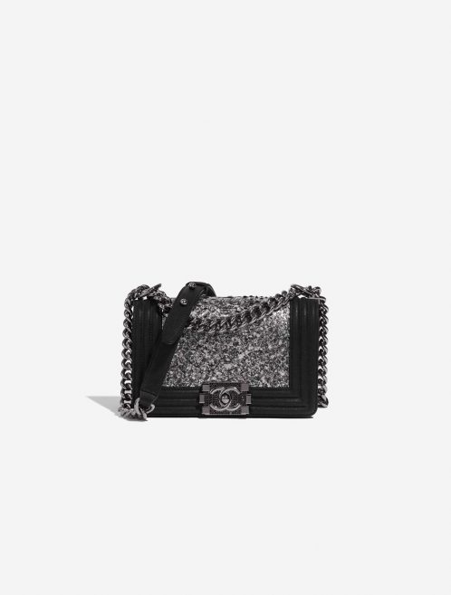 Pre-owned Chanel bag Boy Small Python Silver / Black Black, Silver Front | Sell your designer bag on Saclab.com