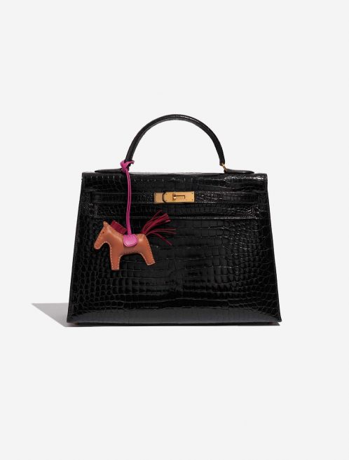 Pre-owned Hermès bag Rodeo PM Milo Lamb Gold / Rubis / Rose Pourpre Brown, Red, Rose Detail | Sell your designer bag on Saclab.com