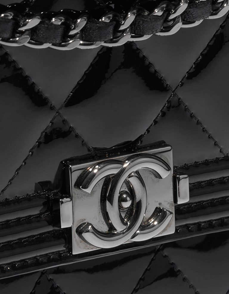 Pre-owned Chanel bag Boy WOC Patent Leather Black Black Front | Sell your designer bag on Saclab.com
