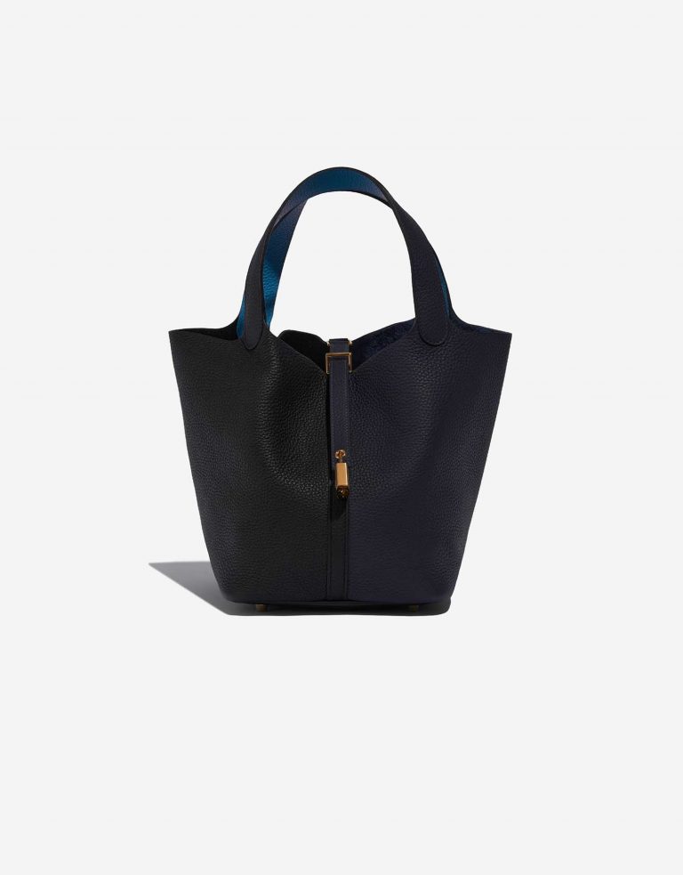 Pre-owned Hermès bag Picotin 22 Taurillon Clemence Blue Nuit / Black / Blue Frida Blue Front | Sell your designer bag on Saclab.com