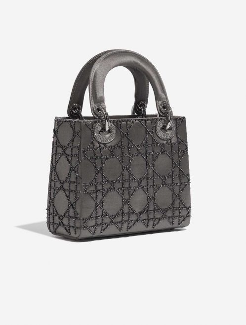 Pre-owned Dior bag Lady Mini Satin Grey Grey Side Front | Sell your designer bag on Saclab.com