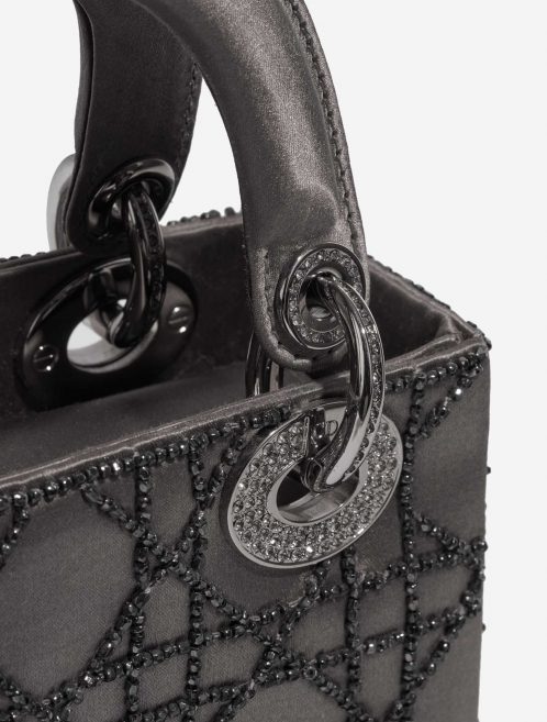 Pre-owned Dior bag Lady Mini Satin Grey Grey Closing System | Sell your designer bag on Saclab.com