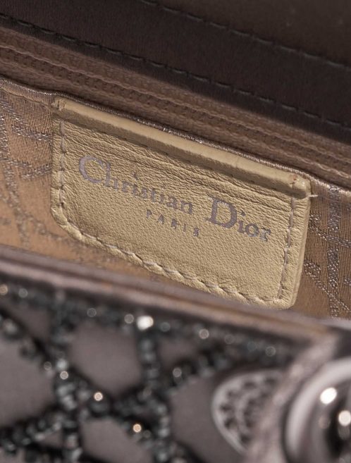 Pre-owned Dior bag Lady Mini Satin Grey Grey Logo | Sell your designer bag on Saclab.com