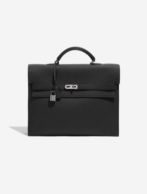 Pre-owned Hermès bag Kelly Depeche 34 HSS Togo Plomb Black Front | Sell your designer bag on Saclab.com