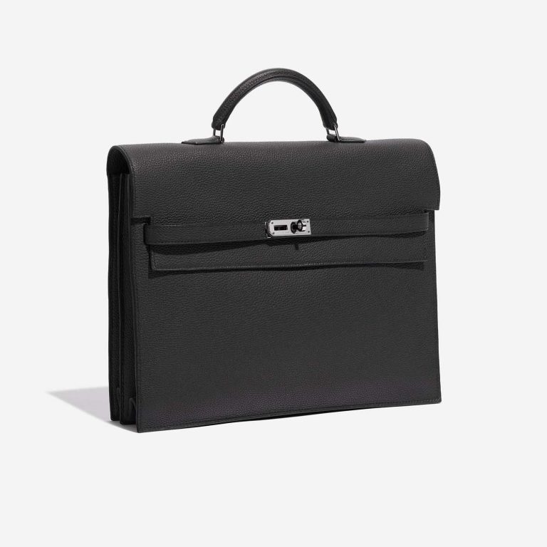 Pre-owned Hermès bag Kelly Depeche 34 HSS Togo Plomb Black Side Front | Sell your designer bag on Saclab.com