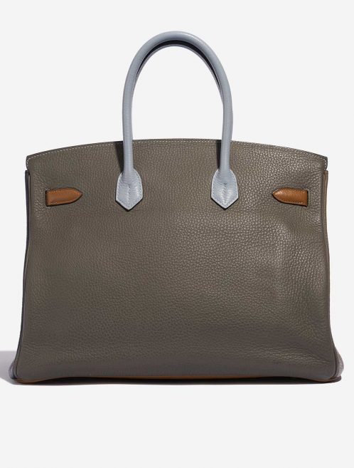 Pre-owned Hermès bag Birkin Harlequin 35 Clemence Ultra Violet / Etain / Bleu Lin / Bleu Obscur / Etoupe / Gold Multicolour Back | Sell your designer bag on Saclab.com