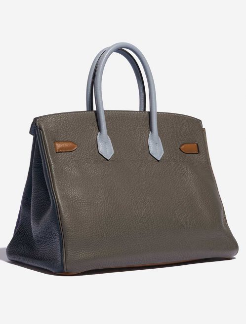 Pre-owned Hermès bag Birkin Harlequin 35 Clemence Ultra Violet / Etain / Bleu Lin / Bleu Obscur / Etoupe / Gold Multicolour Side Back | Sell your designer bag on Saclab.com