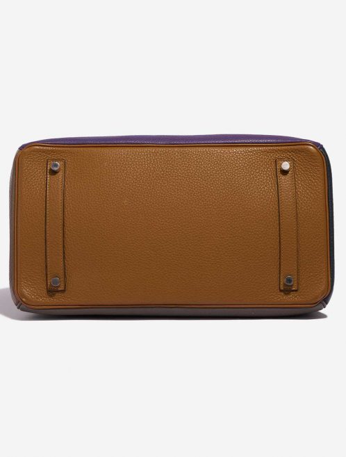 Pre-owned Hermès bag Birkin Harlequin 35 Clemence Ultra Violet / Etain / Bleu Lin / Bleu Obscur / Etoupe / Gold Multicolour Bottom | Sell your designer bag on Saclab.com