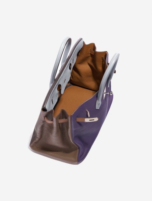 Pre-owned Hermès bag Birkin Harlequin 35 Clemence Ultra Violet / Etain / Bleu Lin / Bleu Obscur / Etoupe / Gold Multicolour Inside | Sell your designer bag on Saclab.com