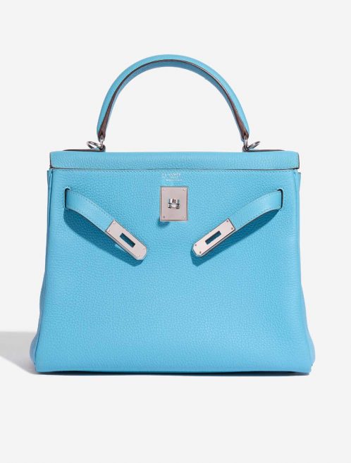 Pre-owned Hermès bag Kelly HSS 28 Togo Blue du Nord / Gris Perle Blue Front Open | Sell your designer bag on Saclab.com