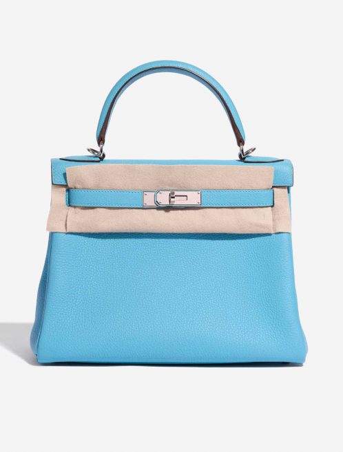 Pre-owned Hermès bag Kelly HSS 28 Togo Blue du Nord / Gris Perle Blue Front Velt | Sell your designer bag on Saclab.com