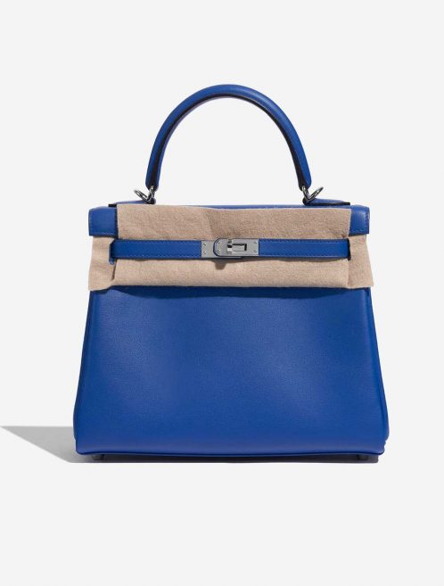 Pre-owned Hermès bag Kelly 25 Swift Blue France Blue Front Velt | Sell your designer bag on Saclab.com