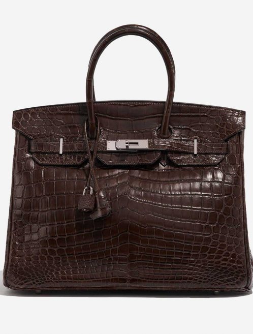 Pre-owned Hermès bag Birkin 35 Crocodile Niloticus Marron Brown Front | Sell your designer bag on Saclab.com