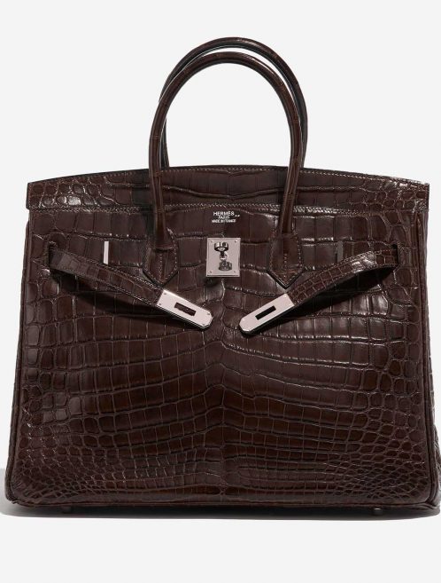 Pre-owned Hermès bag Birkin 35 Crocodile Niloticus Marron Brown Front Open | Sell your designer bag on Saclab.com
