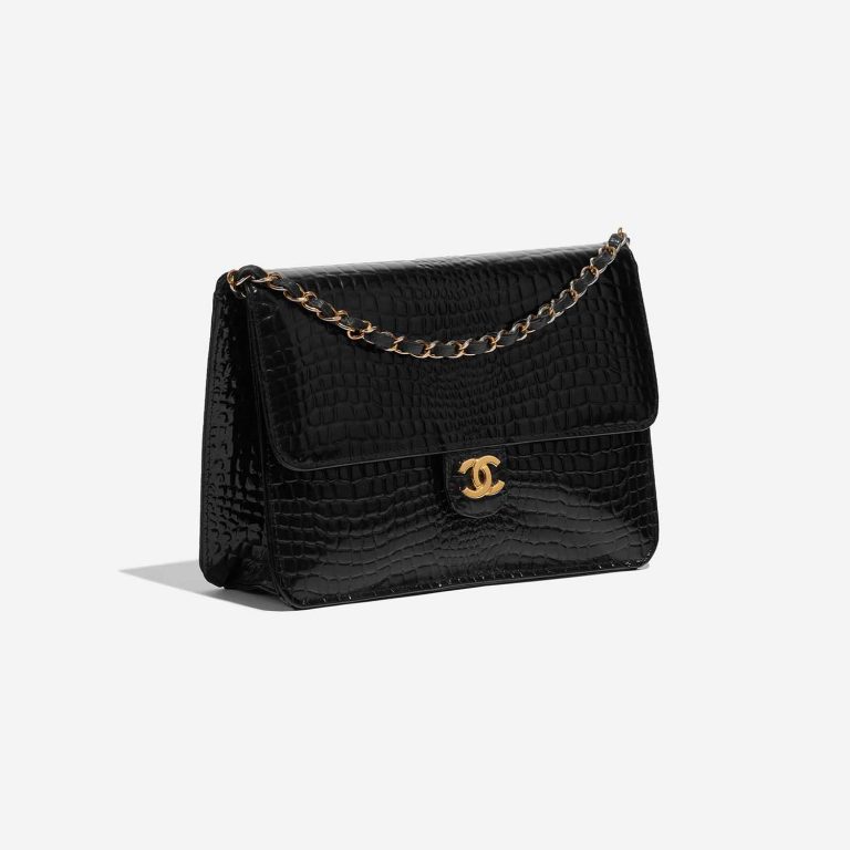 Pre-owned Chanel bag Timeless Single Flap Medium Crocodile Black Black Side Front | Sell your designer bag on Saclab.com