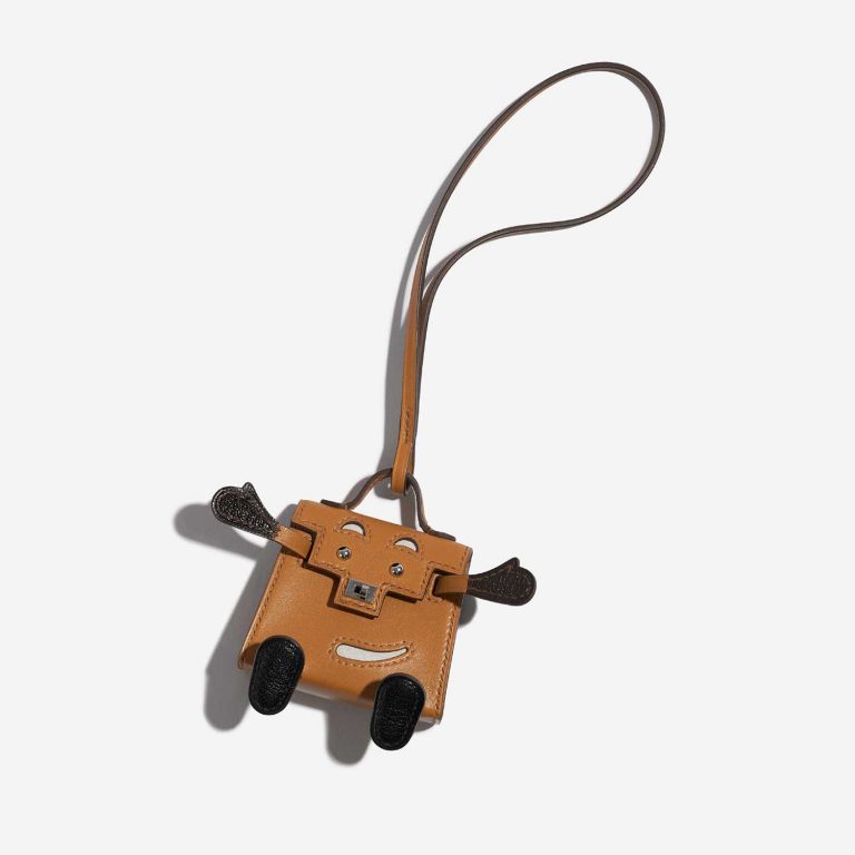 Pre-owned Hermès bag Kelly Doll Charm Veau Butler / Chevre Mysore Sable / Mushroom / Havane / Black Black, Brown Front | Sell your designer bag on Saclab.com